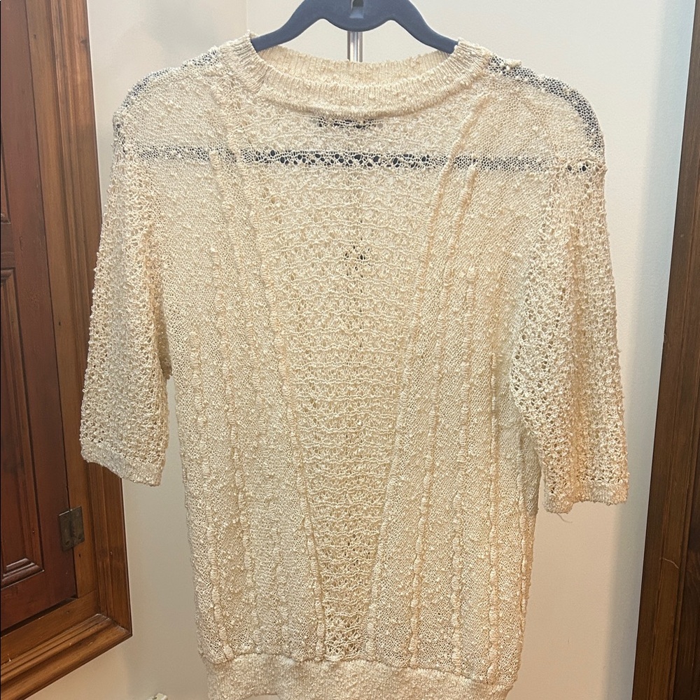Zara Cream Knit Short Sleeve Top